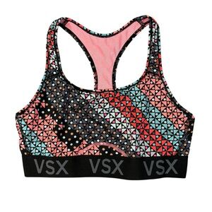 Victoria Secret VSX Racerback Sports Bra Multicolor Geometric Print Size L #2007